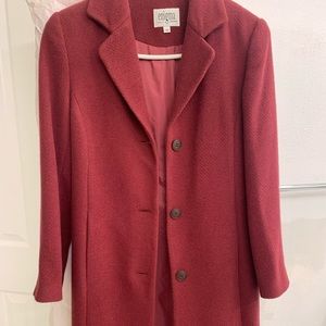 Long elegant and warm burgundy coat